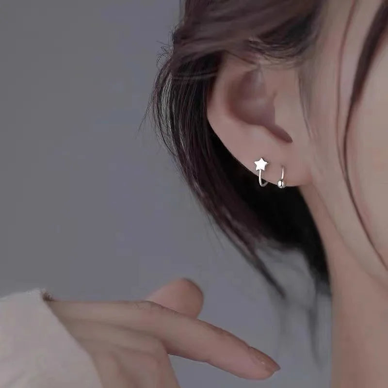 EVISPOL Silverly Flash Crystal Spiral Star Stud Earrings Summer Small Fresh Female Heart Earring New Trendy Personality Earrings