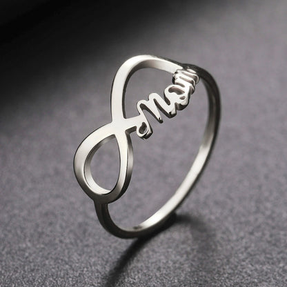 COOLTIME MOM Letters Infinite Love Symbol Ring Mum Women Stainless Steel Finger Ring Fashion Jewelry Mother's Day Gift Wholesale
