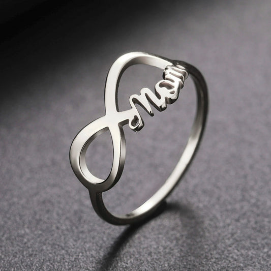 COOLTIME MOM Letters Infinite Love Symbol Ring Mum Women Stainless Steel Finger Ring Fashion Jewelry Mother's Day Gift Wholesale