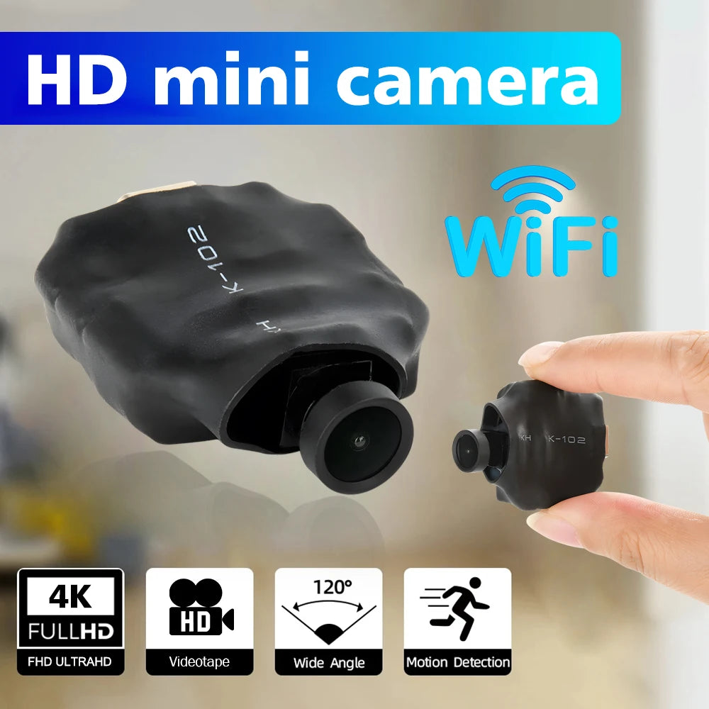 4K HD Mini Camera Wireless WIFI Camera Supports 5X zoom, motion detection, remote viewing,120° Live Streaming nanny DIY camera