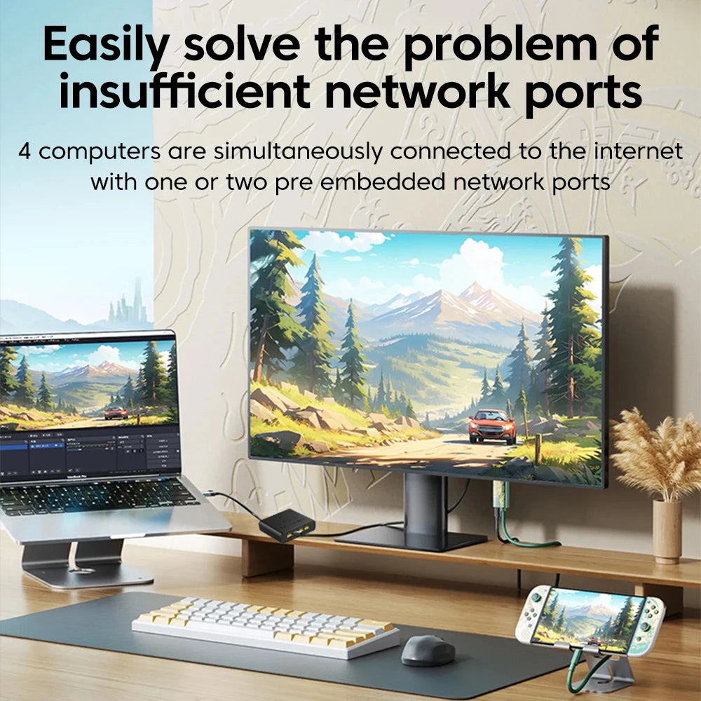 100/1000Mbps Gigabit Ethernet High Performance Smart Switch 5 Ports Network Connector For USB Cable RJ45 Splitter Adapter Office