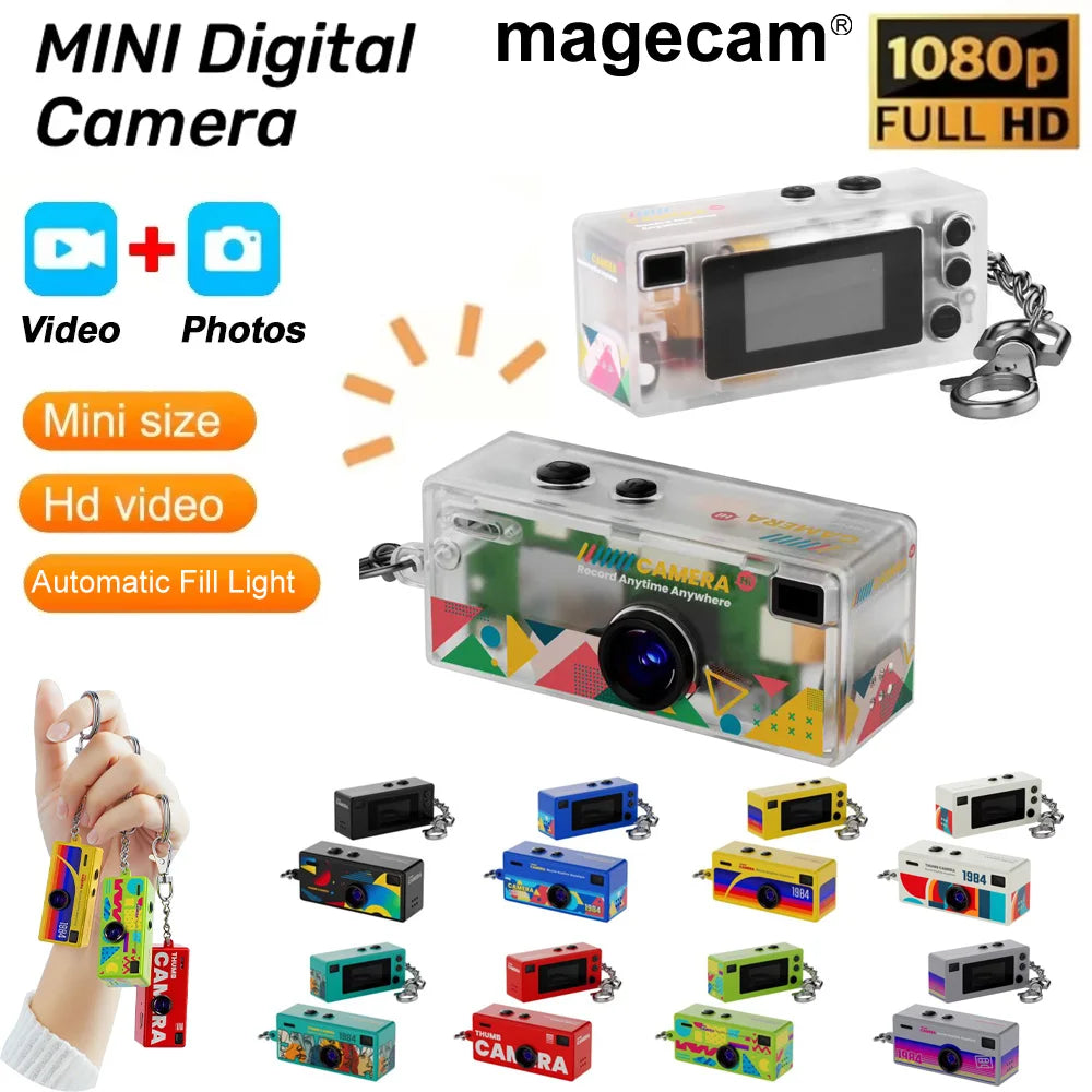Magecam Thumb Keychain Camera 0.96inch Mini Action Camera Retro Support Memory Card 1080P Very Small Camcorder Video Recorder