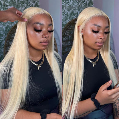 13x6 Silver Grey Straight Lace Front Human Hair Wigs Pre Plucked 613 Blonde Body Wave Frontal Wigs For Women Brazilian Hair Wigs