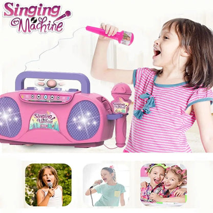 Kid Karaoke Singing Machine with Microphone Portable Musical Instrument with Light Educational Toy Girl Boy Party Birthday Gift