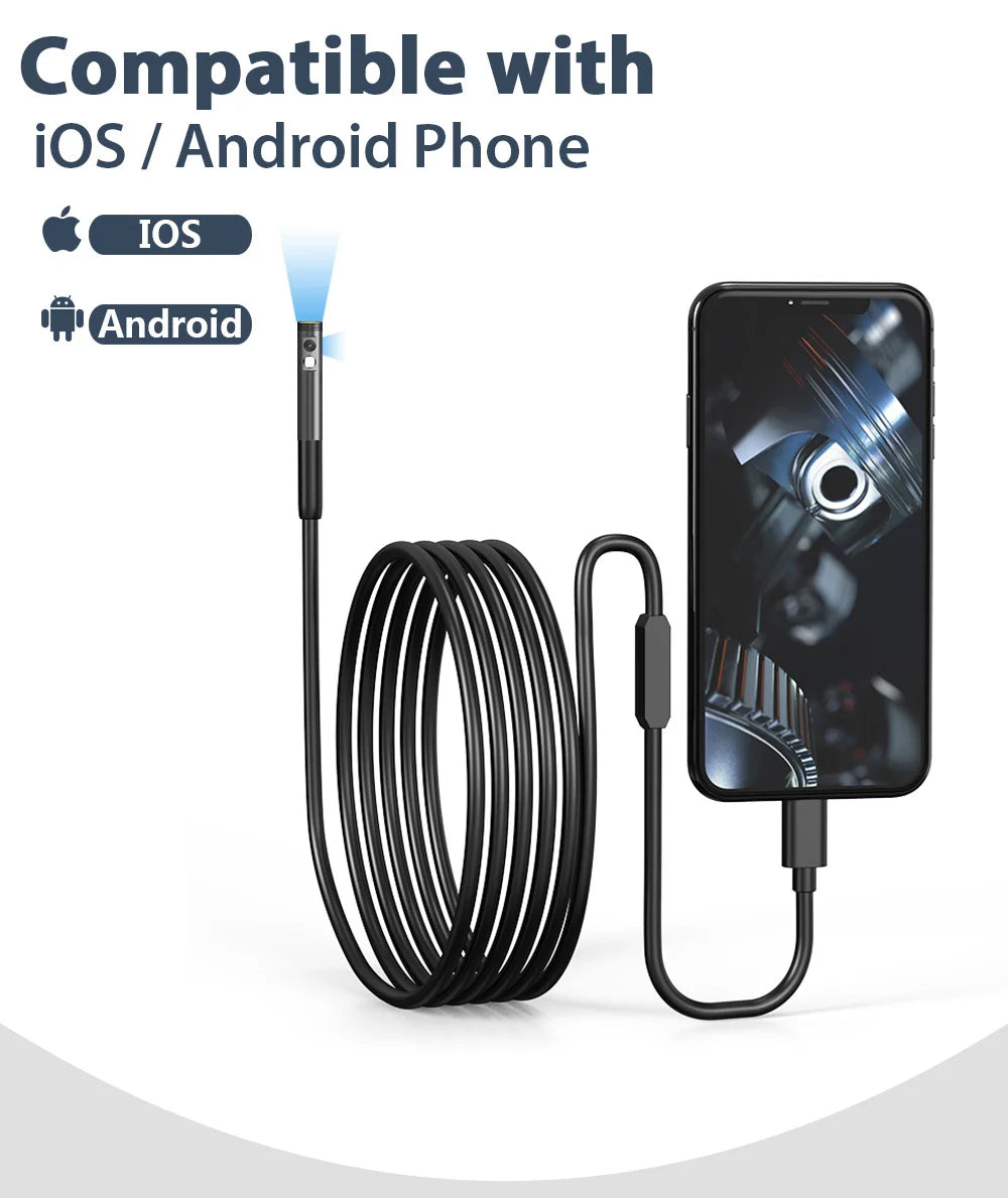 KERUI 2MP Industrial Endoscope Camera Single/Dual Lens Mini Inspection Camera for Iphone Waterproof Pipeline Borescope Type C