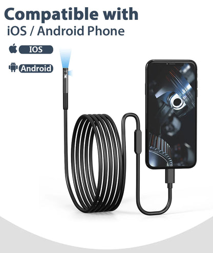KERUI 2MP Industrial Endoscope Camera Single/Dual Lens Mini Inspection Camera for Iphone Waterproof Pipeline Borescope Type C