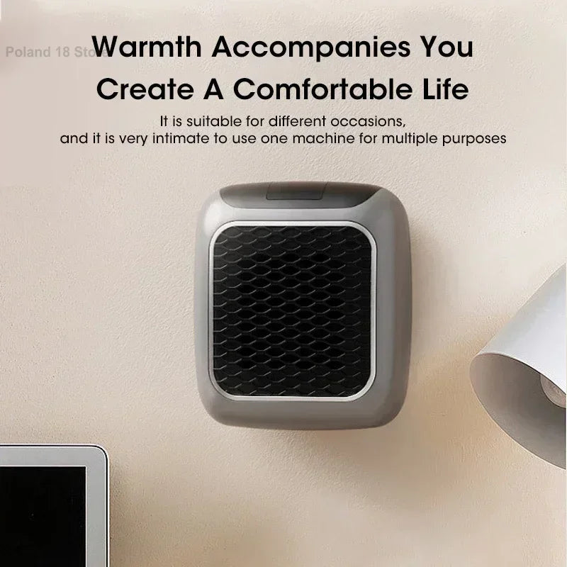 800W Portable Electric Heater EU Small Bathroom Fast Heating Fans Bedroom Heater Home Use Warming Device with Remote Control