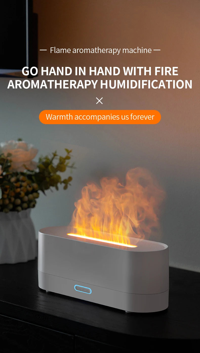 160ml Flame Diffuser Humidifier 7 Colors Light Changing Essential Oil Diffusers Aromatherapy Diffusers for Home Office Bedroom
