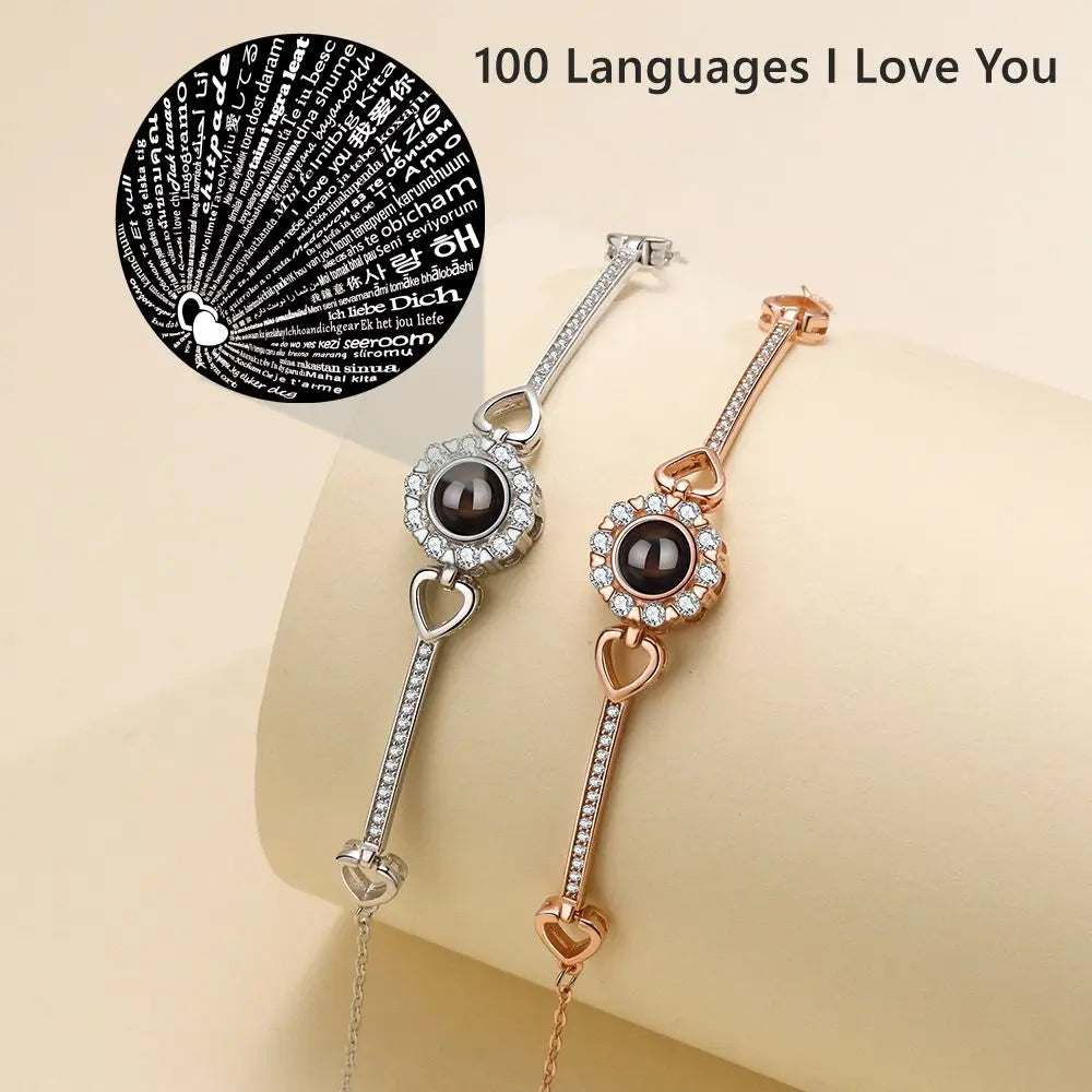 Custom Photos Bracelets 925 Sterling Silver Personalized Projection Photo Bracelet for Women Wife Mom Jewelry Mother's Day Gift