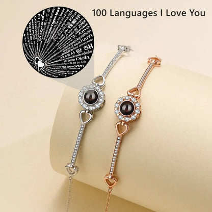 Custom Photos Bracelets 925 Sterling Silver Personalized Projection Photo Bracelet for Women Wife Mom Jewelry Mother's Day Gift