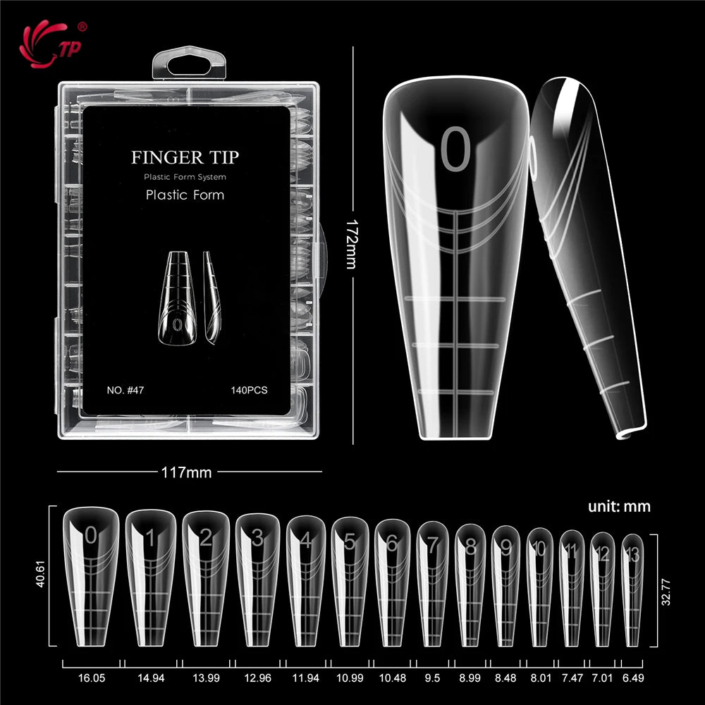 TP New 70pcs/140pcs Clear Nail Dual Form Full Cover Nail Extension System Quick Building Gel Molds False Nail Tip Manicure Tools