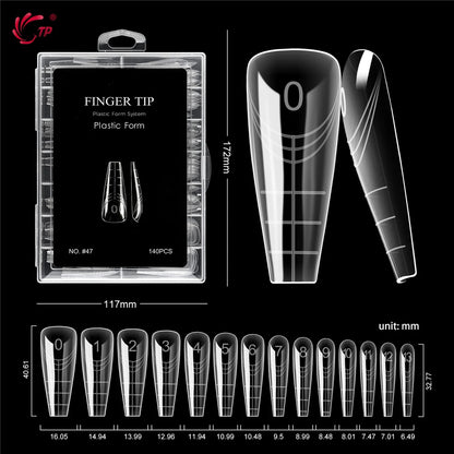 TP New 70pcs/140pcs Clear Nail Dual Form Full Cover Nail Extension System Quick Building Gel Molds False Nail Tip Manicure Tools