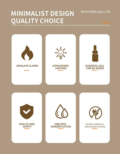 Humidifier Flame Aromatherapy Diffuser Can Add Essential Oils 7 Colour Flame Diffuser Timing USB Desktop Air Humidifier for Home