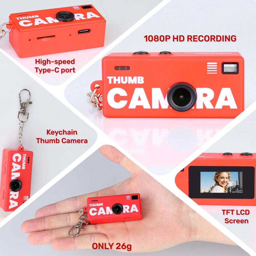 Magecam Thumb Keychain Camera 0.96inch Mini Action Camera Retro Support Memory Card 1080P Very Small Camcorder Video Recorder