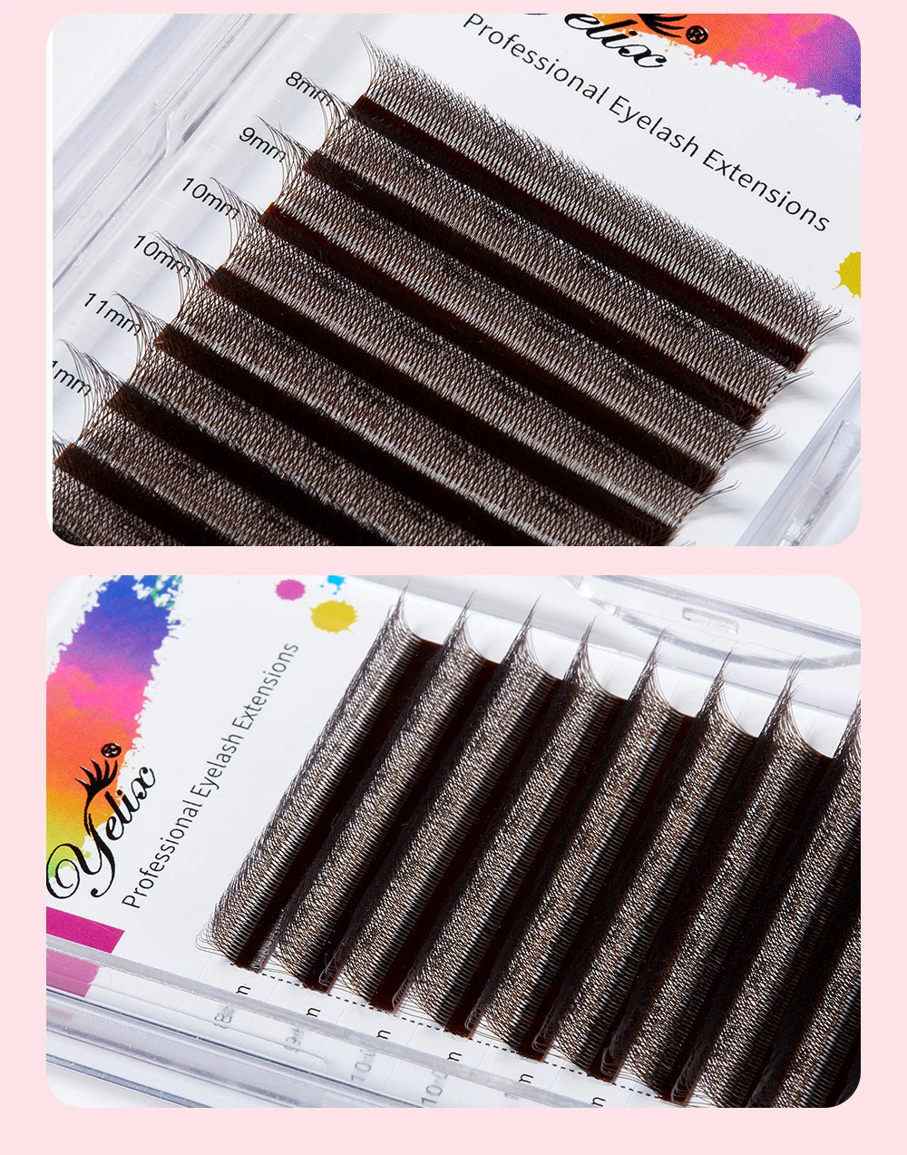 Yelix Brown Eyelashes W Shaped Eyelash Extensions Single Tips 2D 3D 4D 5D Premade Fans Lahses Soft Natural Individual Lahes