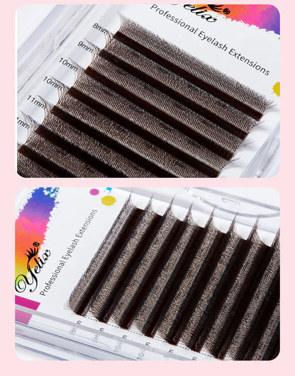 Yelix Brown Eyelashes W Shaped Eyelash Extensions Single Tips 2D 3D 4D 5D Premade Fans Lahses Soft Natural Individual Lahes