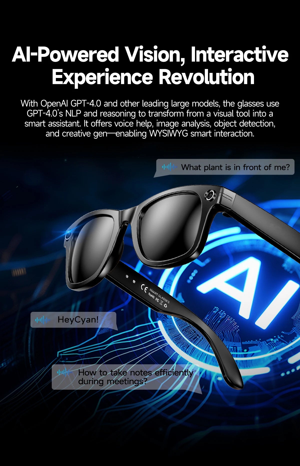 New Upgrade Smart glasses With Camera Video Recording AI Photo Recognition Bluetooth Call Translation Voice Sunglasses Men Women