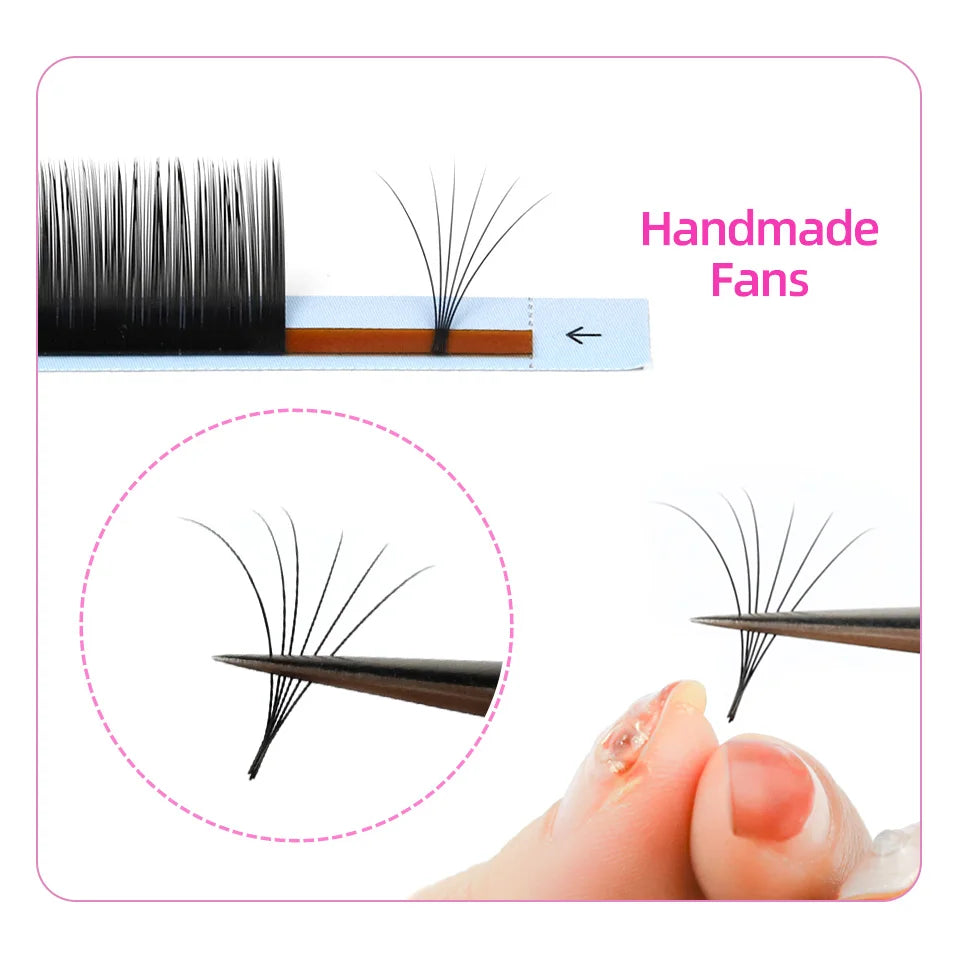 Rujade All Sizes 6-20mm Individual Eyelash Extension Matte Black Premium Russian Volume Eyelash Handmade Faux Mink Lashes Cilias