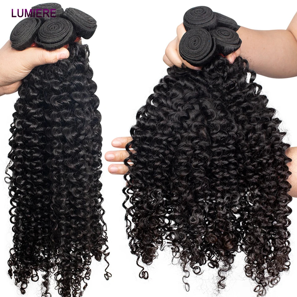 Deep Curly Wave Human Hair 3/4  Bundles Deal Malaysian Hair Weaves 100% Virgin Rew Human Hair Extensions Double Weft Wholeasle