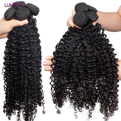 Deep Curly Wave Human Hair 3/4  Bundles Deal Malaysian Hair Weaves 100% Virgin Rew Human Hair Extensions Double Weft Wholeasle