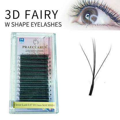 PRAECLARUS 3D Fairy Shape Lashes 12 Rows Eyelashes Premade Volume Fan Natural Soft Light Lashes Triple Tips Eyelashes