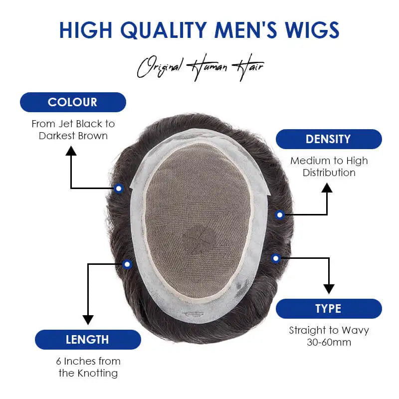 Australia Toupee Men Lace and PU Base Breathable Men's Wig For Men Capillary Prosthesis Replacement Natural Hairline System