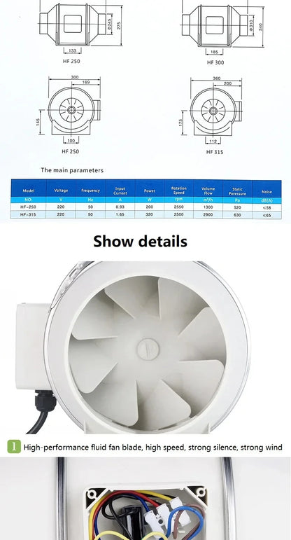 Exhaust Pipe Fan Ventilation Fan Pipe Fan Inline Duct Fan Ventilation Exhaust Blower Fans Quiet For Ducting