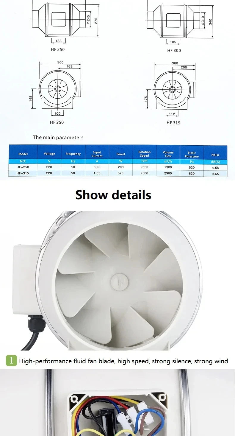 Exhaust Pipe Fan Ventilation Fan Pipe Fan Inline Duct Fan Ventilation Exhaust Blower Fans Quiet For Ducting