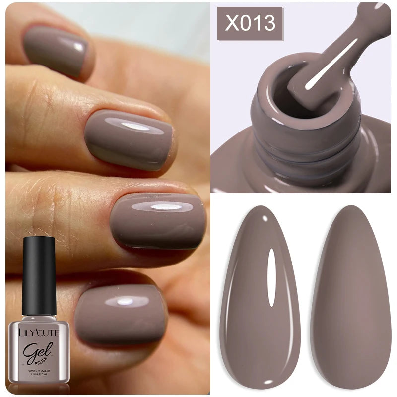 LILYCUTE 7ml Brown Red Purple Nail Gel Polish Coffee Color Series Semi Permanent UV Gel Soak off Nail Gel Varnishes For Nail Art