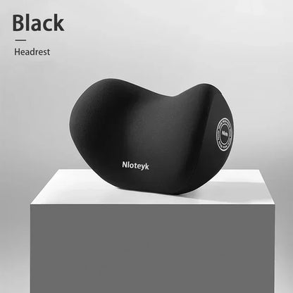 Memory Foam Headrest Lumbar Support Set Ergonomic Neck Pillow Back Cushion Car Driver Seat Comfort Breathable Polyester Fabric