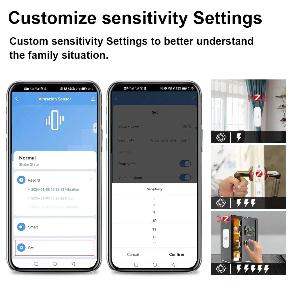 Smart Vibration Sensor ZigBee Sensor Monitor App Control Security Protection Zigbee Sensor Motion Shock Alarm Support Z2M