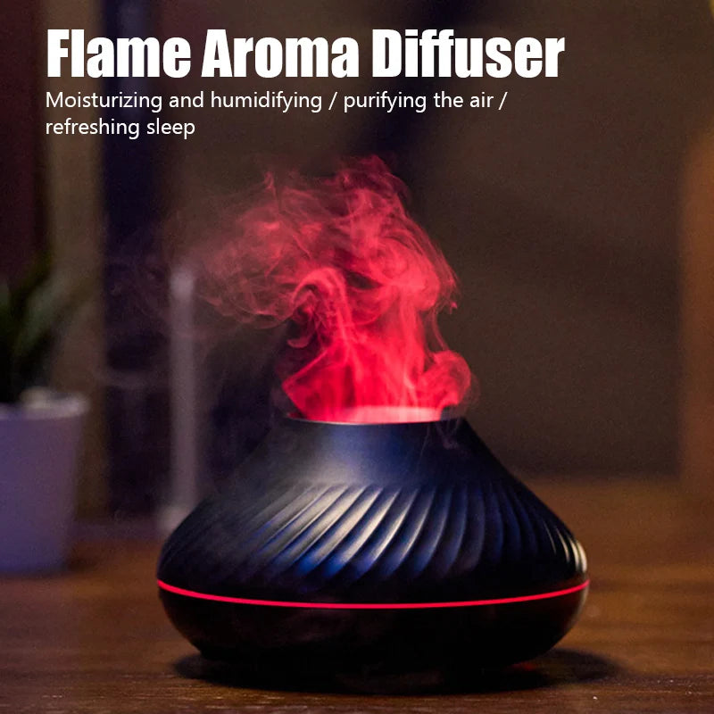 Flame Aroma Diffuser Humidifier With Colorful Essential Oil Diffuser  7 Color LED Light Portable Desktop  Air Humidifier