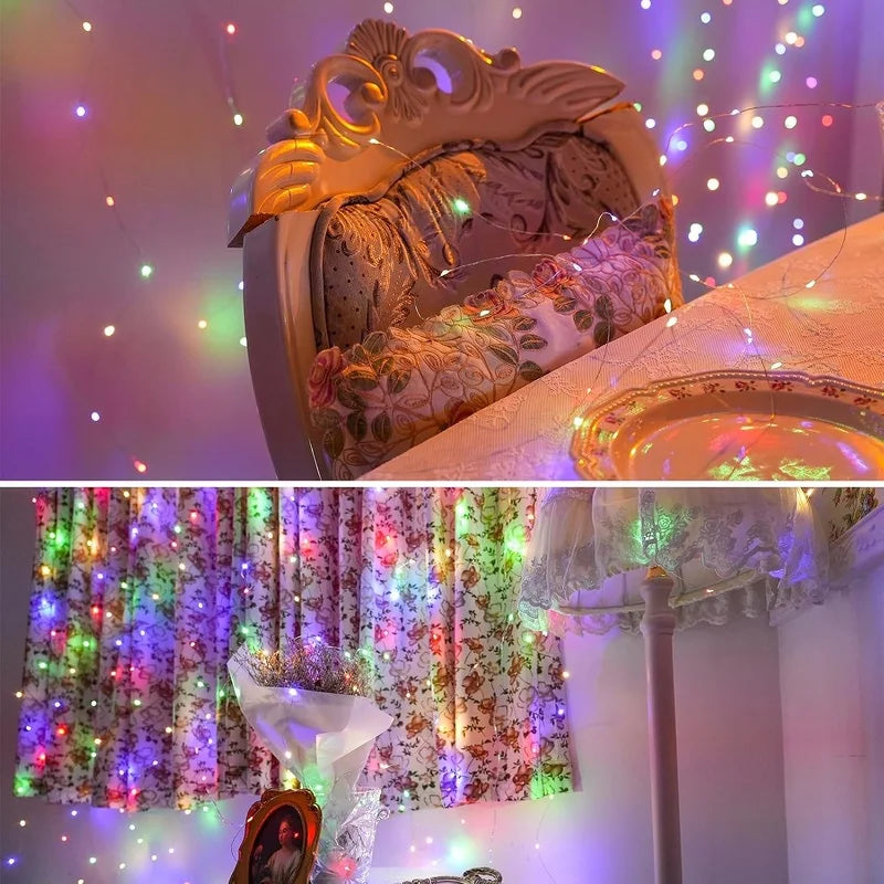 Battery Powered 10/20/30/50/100LEDs String Lights  Copper Wire Light for Holiday Lighting Camping Flower Wedding Christmas Decor
