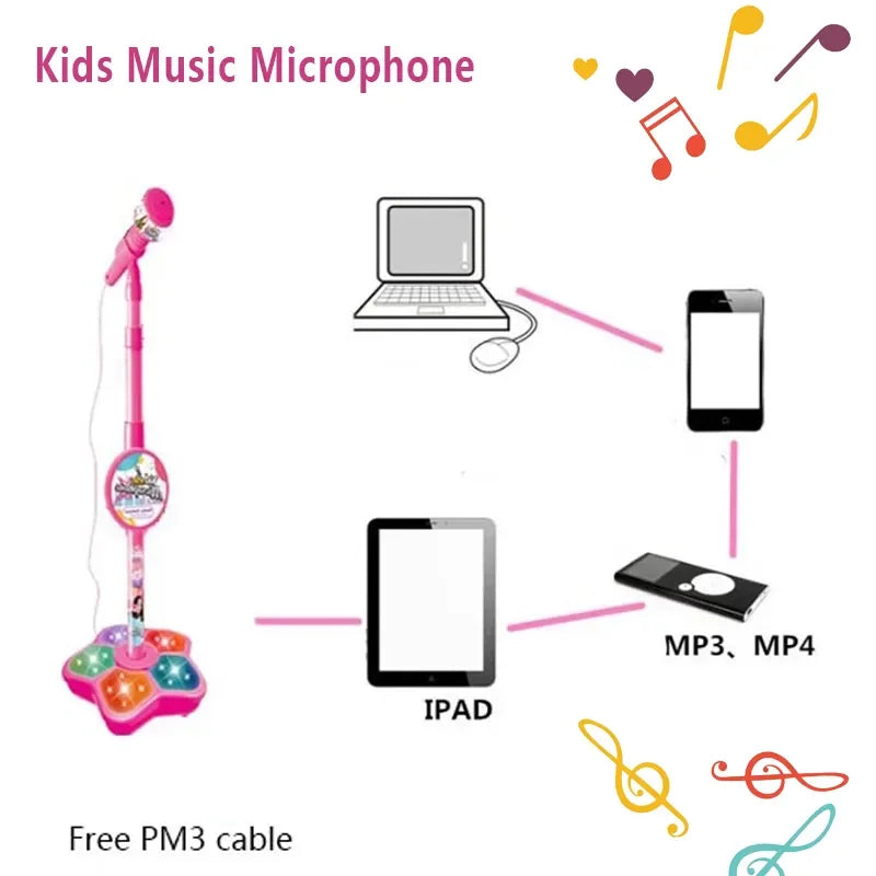 Musical Microphone Speaker With Popular Song Music Instrument Toys Brain-Training Educational Toy Birthday Gift for Girl Boy