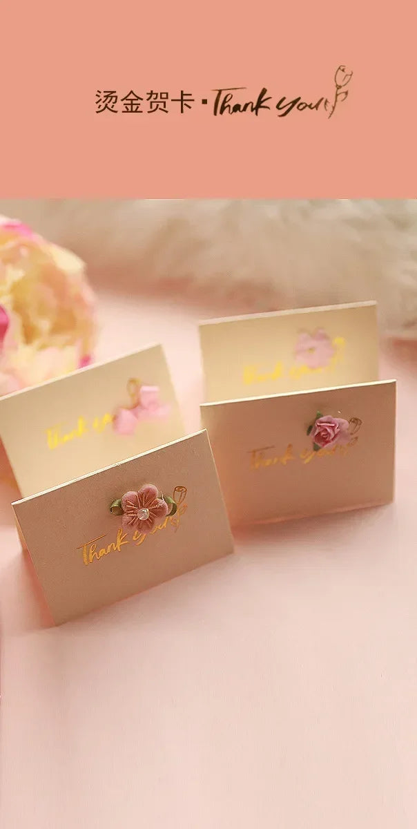 Greeting Cards with Envelope Mini Small Light Golden Color for Business Mother's Teacher's Day Thank You Gift Card