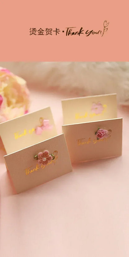 Greeting Cards with Envelope Mini Small Light Golden Color for Business Mother's Teacher's Day Thank You Gift Card