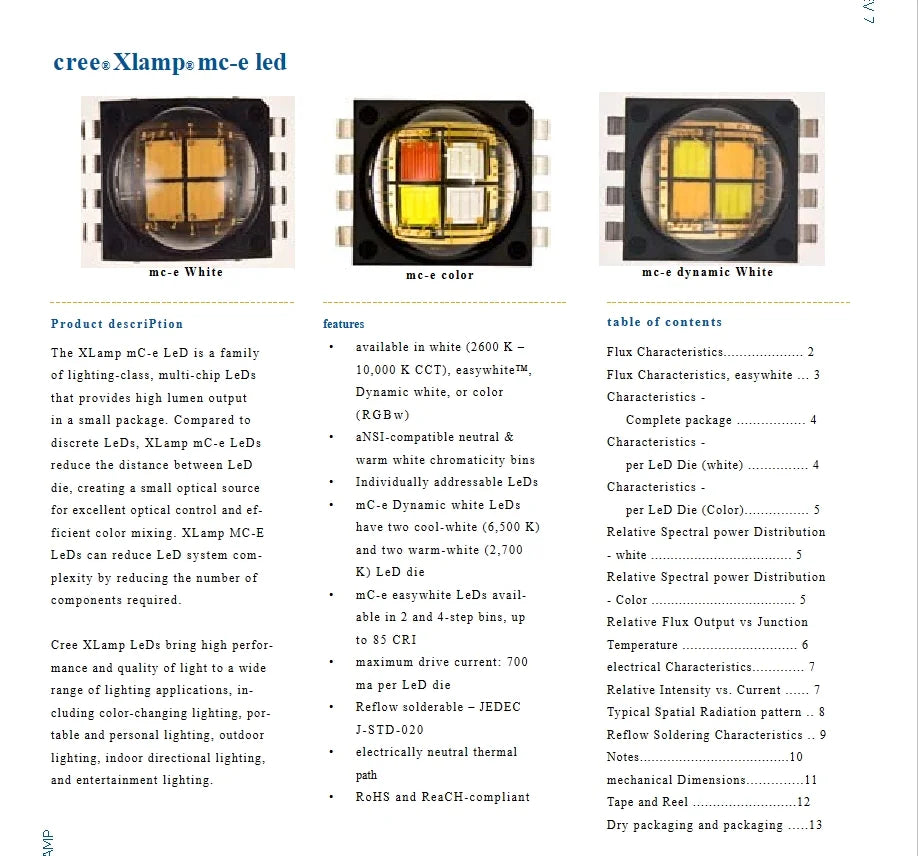 2 5 PCS MCE4WT-A2 XLamp MC-E Series LED - Warm/Neutral White High power MCE4WT-A2-8A0-J0-0-00001 FOR NEW  four in one CREE