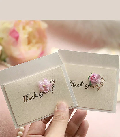 Greeting Cards with Envelope Mini Small Light Golden Color for Business Mother's Teacher's Day Thank You Gift Card