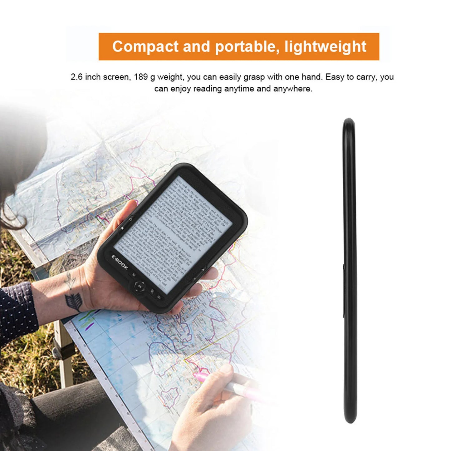 EBOOK Reader EInk 6 Inch Ereader 600 X 800 Resolution Display 300DPI Blue Cover (Black 8G)