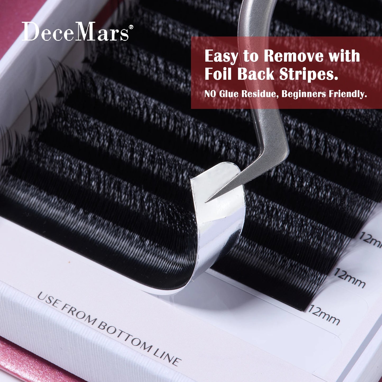 DeceMars V-shaped 3D eyelash extensions Matte Black 12 Rows/Tray