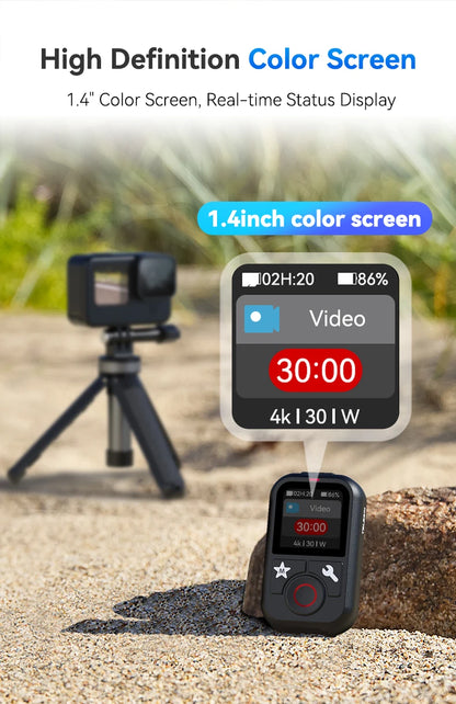 TELESIN Waterproof Bluetooth Remote Control For GoPro Hero 13 12 11 10 9 8 Max With Wrist Strap For Action Camera Accessories