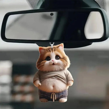 Fat Puppy Keychain 2D Flat Acrylic Cartoon Dog Ornament Car Mirror Backpacks Hanging Pendant For Home Decor