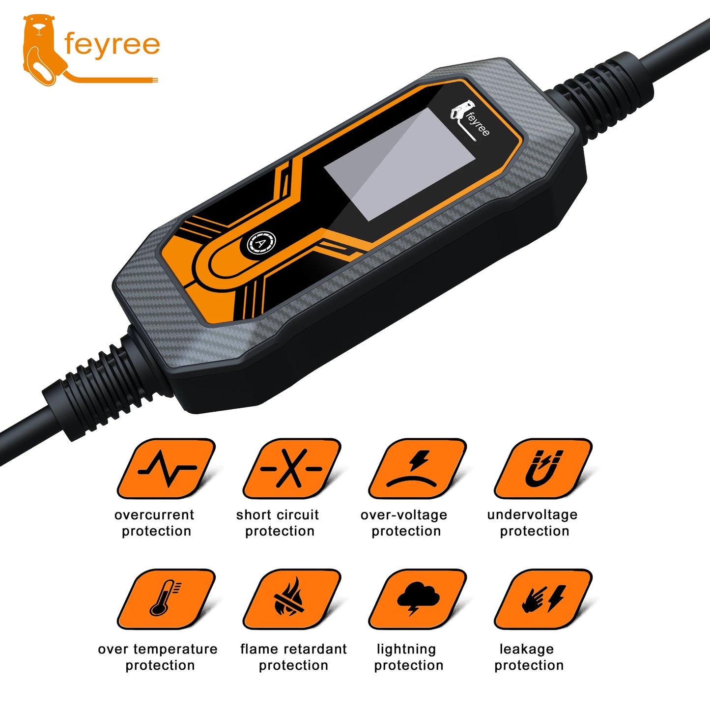 feyree 11KW 16A EV Portable Charger Type2  EVSE Charging Box Electric Car Charger CEE Plug IEC62196-2 Electric Vehicle Charger