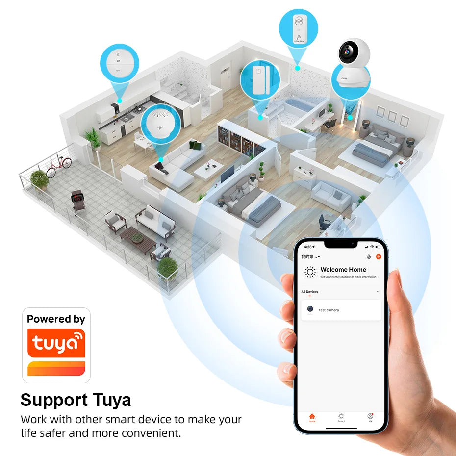 Fuers 5MP WiFi Camera Works With Tuya Smart Home Indoor Wireless IP Surveillance Camera Automatic Tracking Security Baby Monitor