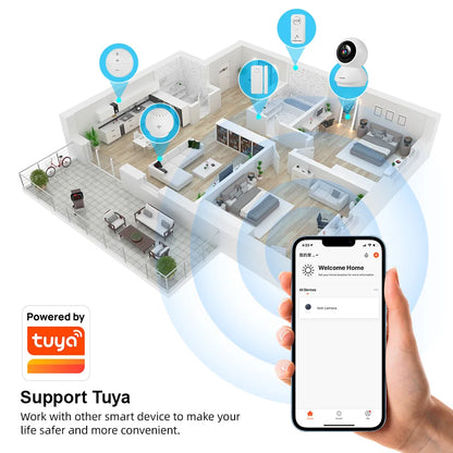 Fuers 5MP WiFi Camera Works With Tuya Smart Home Indoor Wireless IP Surveillance Camera Automatic Tracking Security Baby Monitor