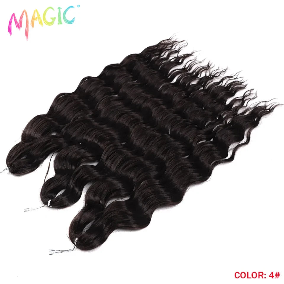 Anna Synthetic Hair 24 Inch Water Wave Braiding Hair Extensions Ombre Blonde Deep Wave Afro Curl Twist Crochet Hair for Women
