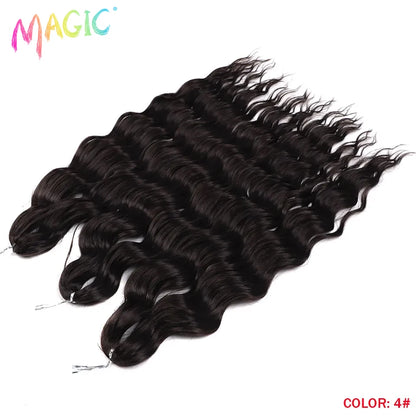 Anna Synthetic Hair 24 Inch Water Wave Braiding Hair Extensions Ombre Blonde Deep Wave Afro Curl Twist Crochet Hair for Women