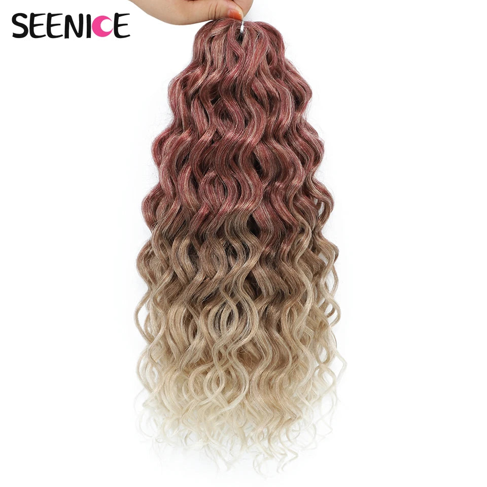 18 24“Synthetic Deep Wavy Twist Crochet Hair Afro Curls Water Wave Crochet Braids Ombre Brown Braiding Hair Extensions For Women