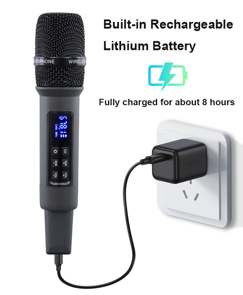 UHF Wireless Handheld Dynamic Karaoke Microphone Bluetooth Receiver Performing Professional Home Reverb High and Low Bass