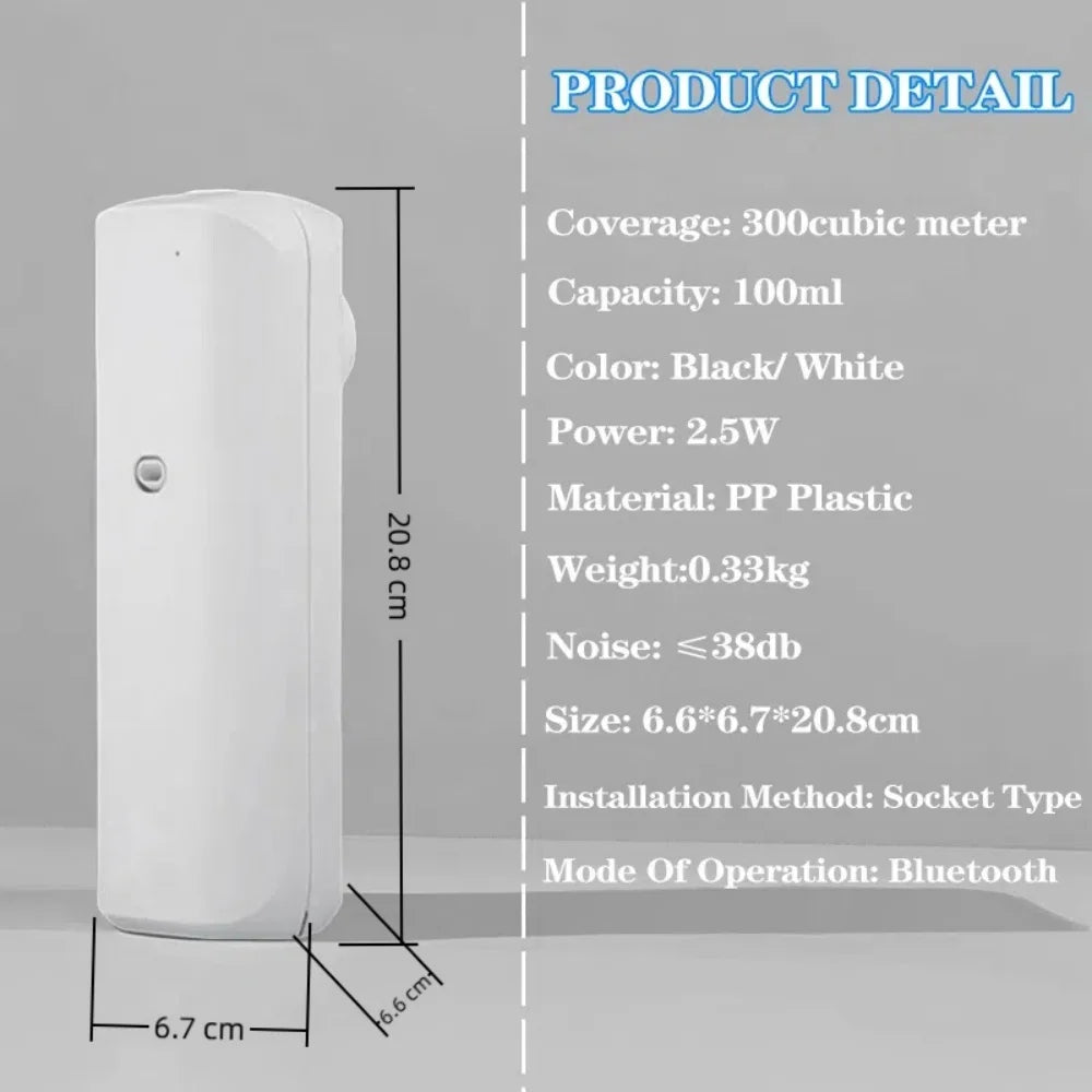 Fragrance Diffuser Coverage 300m³ Plug In Wall Waterless Essential Oil Diffuser Home Fragrance Smart Bluetooth Scent Air Machine